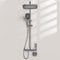 LANMOU Duscharmatur Komplettset Grau mit Temperaturanzeige, Regendusche mit Armatur, Höhenverstellbar 80-120cm, Duschgarnitur mit regendusche 3 Strahlarten, 2 Sprühmodi
