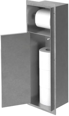 LuxeBath Unterputz-Schrankmodul aus Edelstahl für die Klobürstengarnitur, Silber, 60x20x14 cm, Badezimmerschrank mit Toilettenpapierhalter, Einbauschrank mit Toilettenbürste, WC Wandnische befliesbar