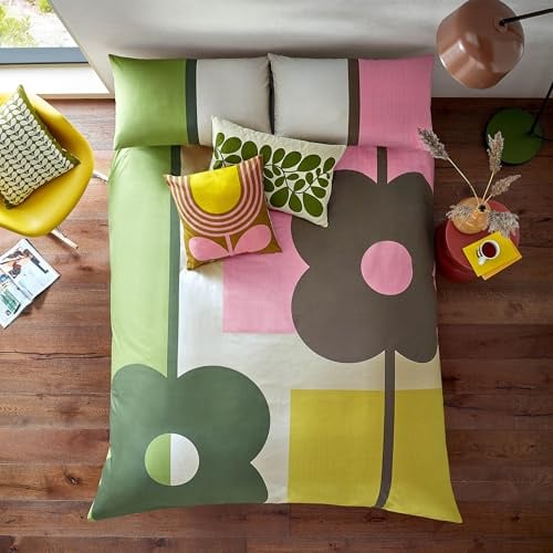 Orla Kiely Bedding - Abacus Block Multi 100% Cotton Duvet Cover Set 200 Thread Count (King Size Duvet Cover Set: 230cm x 220cm) | 100% Cotton, 200 Thread Count, 230cm x 220cm