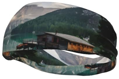 Stilvolles Sport-Stirnband mit Lake House Views gedrucktem Design, geeignet für Laufen, Fitness und Wandern