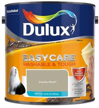 Overtly Olive Dulux Easycare Matt Emulsion Paint 2.5L – Washable & Stain Resistant, Durable Matt Finish, Quick Dry, Low Odour Interior Wall & Ceiling Paint