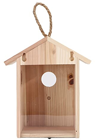 CHEOTIME Fenster-Vogelhaus mit starkem Saugnapf, durchsichtiges Fenster-Vogelhaus zum Betrachten im Inneren, hölzerner Vogelnistkasten für Garten- und Hofdekoration