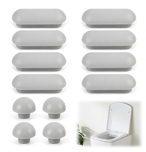 Silikon Dämpfer für Toilettensitz und Klodeckel, 8 Ringpuffer und 4 Deckelpuffer, Geräuschreduzierende Gummipuffer zum Aufkleben,Einfache Installation, Weiß