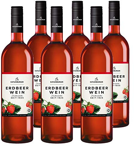 KATLENBURGER - Erdbeerwein | Hochwertiger Fruchtwein aus echten Erdbeeren ohne Aroma/Farbstoffe. Süßer und fruchtiger Wein für Sommerabende wie für feierliche Anlässe. Inhalt: 6x 750ml und 8,5% vol.