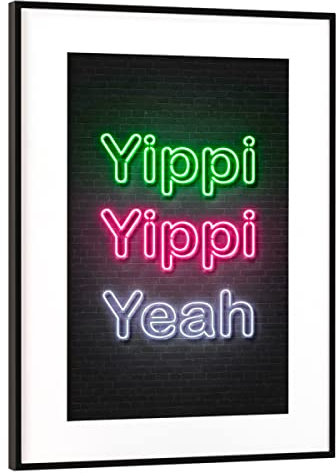 artboxONE Poster mit Rahmen Schwarz (Metallic) 75x50 cm Yippi Yippi Yeah von Octavian Mielu - gerahmtes Poster