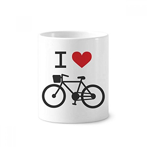 I Love Cœur Rouge pour vélo Motif à dents en céramique porte-stylo Mug Blanc Tasse 350 ml Cadeau