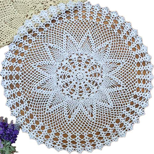 Yizunnu Runde Tischsets aus Baumwollspitze, handgefertigt, für Hochzeitsfeier, 60 cm