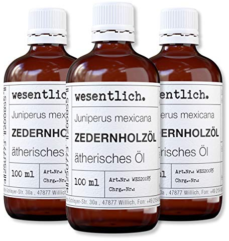wesentlich. Zedernholzöl - ätherisches Öl - 100% naturrein (Glasflasche) - u.a. für Duftlampe und Diffuser (3x100ml)