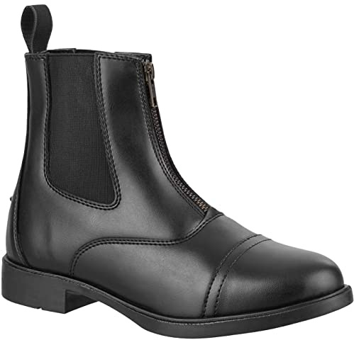 RL24 - Jodhpur Reitstiefelette Companion FZ Kunstleder – Schwarz 29-46 | Unisex Stiefelette zum Reiten – mit Frontreißverschluss – für Kinder, Damen & Herren