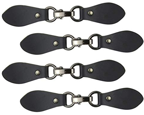 4stücke Leder Metall-knebelverschlüsse Für Mäntel Jacken Und Strickwaren Praktische Clips Für Overcoat Und Windjacke Dekorativ Und Langlebig Schwarz