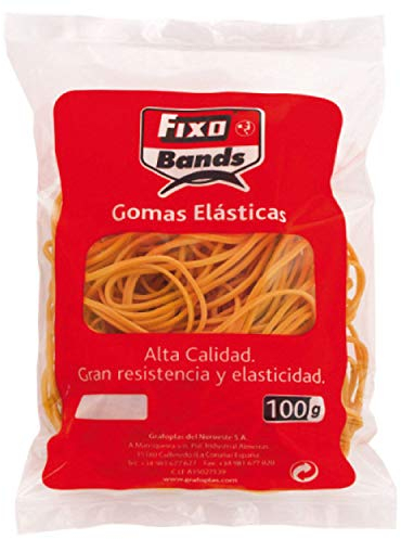 FIXO 45840 Bolsa de Gomas Elásticas, 100 g, 2 mm x 20 cm