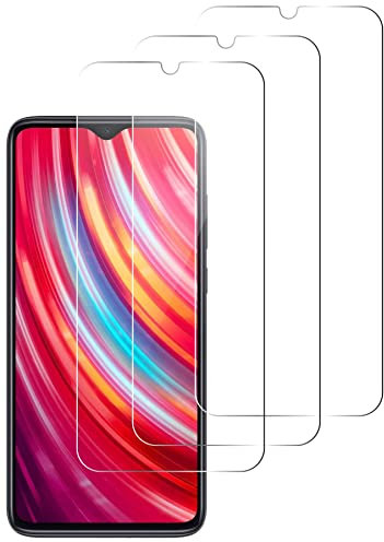 QUITECO Protector pantalla para Xiaomi Redmi Note 8 2020 / Note 8 2021 [3 Piezas] vidrio cristal templado