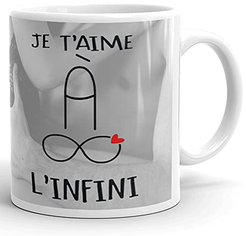 Kalféa Mug humour tasse pour dire je t'aime à l'infini de façon sexy femme homme tasse idée cadeau céramique originale amour drôle anniversaire Noël offrir fille garcon ami epouse epoux 325ml