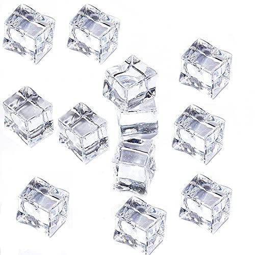 Duories Reusable Ice Cubes, Pack of 100, Transparent Acrylic Permanent Ice Cubes, Whisky Stones, Ice Cubes for Kitchen, Bar, Whiskey, Wine, Beer, Drinks, Cool Party Ice Cubes, 15 mm