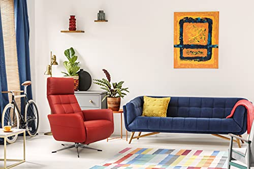 Scandico TV-Sessel Sessel Bosse / Drehbarer Relax-Sessel mit stufenloser Rückenverstellung und ausklappbarem Fußteil / Herz-Waage-Position / 74 x 107 x 90 / Leder Rot