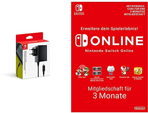 Nintendo Switch-Netzteil & Switch Online Mitgliedschaft - 3 Monate | Switch Download Code