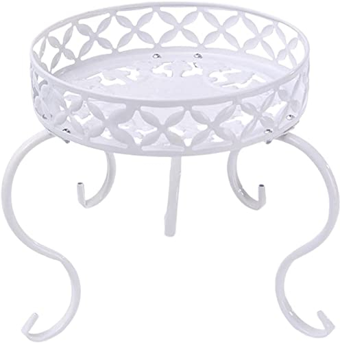 Youning Blumenständer Metall Pflanzenständer Retro Stil Blumentopf Ständer Blumentopfhalter aus Schmiedeeisen, Eisen Hocker Blumenhocker Topfgestell für Innen und Außenbereiche (Weiß)