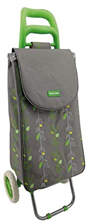 Casa&Casa Einkaufstrolley mit natürlichen Blättern, 45 l, großes Fassungsvermögen, eleganter und Faltbarer Einkaufswagen für Lebensmittel, 2 Räder, Thermoauskleidung, maßgeschneiderte Designs