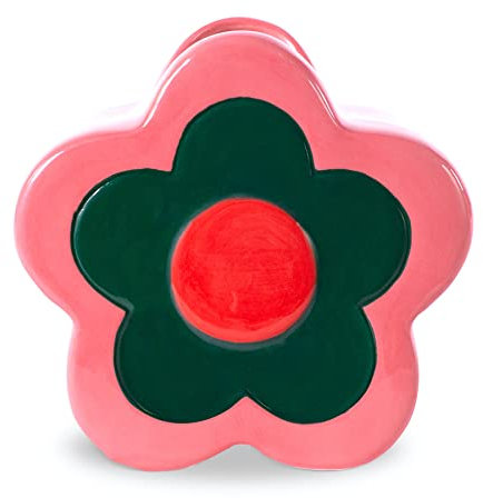 ban.do Kleine dekorative Blumenvase, bunte Keramikregaldekoration, einzigartige Vase dient auch als Bleistiftbecher, Mod (Rosa)