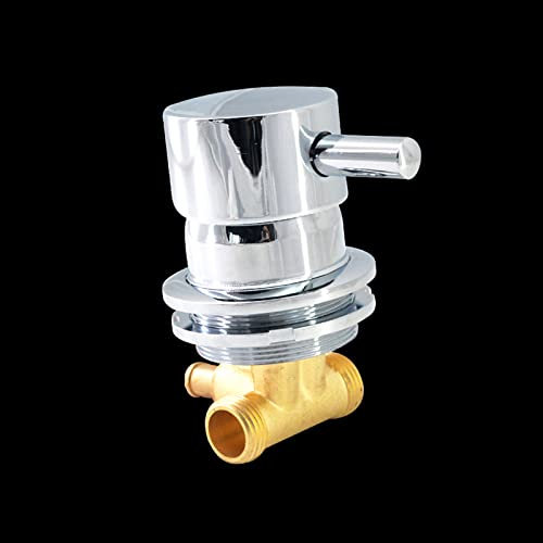 Inverseur Sortie à 1 Voie Filetage Vis Intubation Robinet Douche Robinet Laiton Froid et Chaud Mélangeur Eau Froide Chaude 50-55mm Taille Trou, Noyau Valve Céramique, Poignée Unique (Intubation 1)