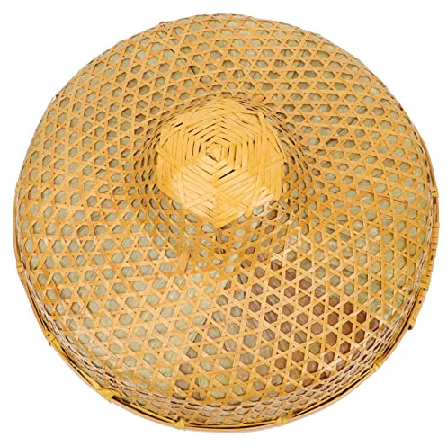 Bambushut 1 Stück aus Bambus, Orientalischer Sonnenhut für Bühne | Khaki, Handgewebte Form 36,5cm X 14cm, für Cosplay und Fotoprojekte