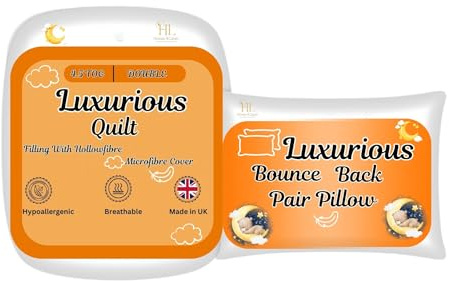 HOMES-LINEN Soft Microfibre Size, warm Bed Duvet – Soft Luxurious Winter Duvets (4.5 Tog, Double + Pair Pillow)