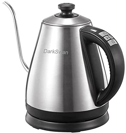 DarkSwan Gooseneck Electric Kettle, 1.0L Variable Temperature Control Electric Tea Kettle 304 Stainless Steel Water Pot Heater/Warmer for Specialty Coffee and Tea