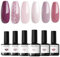 Modelones Gel Nail Polish Set, 6 Colors Spring Pink Gel Polish Nude White Gel Nail Polish Set Soak Off Pastel Nail Gel Nail Art DIY Manicure Salon and Home for Women