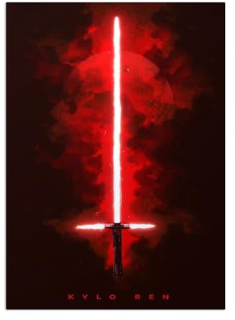 Displate Offiziell Star Wars MetallPoster Magnetische Befestigung Inklusive Lizenziert Bilder Hochwertiges Poster Star Wars - Lightsabers - Kylo Ren Poster 67.5 cm x 48 cm