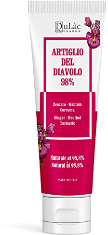 DuLàc, Teufelskralle 98%, Körpercreme-Gel Mit Ingwer, Menthol Und Kurkuma, Geeignet Zum Massieren Von Haut, Muskeln Und Gelenken, Dermatologisch Getestet, Nickelgetestet, Made in Italy, 100 ml