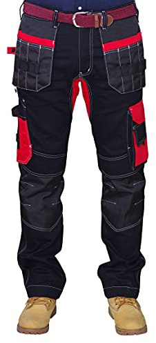 HASHOOB TRADING FZE Men’s Work Trousers Heavy Duty Cargo Combat Work Pant Multi Pockets Knee Pad Cordura Protection