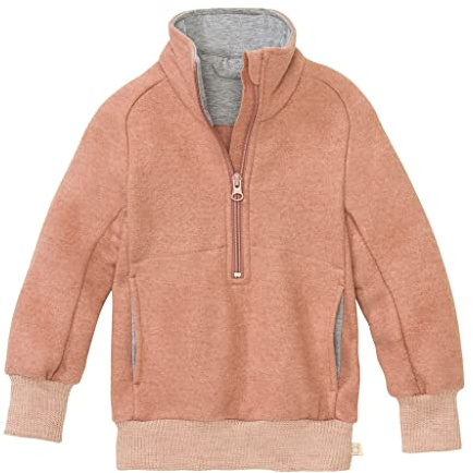 Disana Troyer, Leichter Sweater mit Reißverschluss | 100% Bio-Merinowolle GOTS, IVN Best | Baby Kleinkind Kind Unisex | Made in Germany | Rosé Gr. 110-116