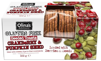 Olina's Bakehouse - Seeded Toasts Gluten Free Cranberry and Pumpkin Seed, 100g