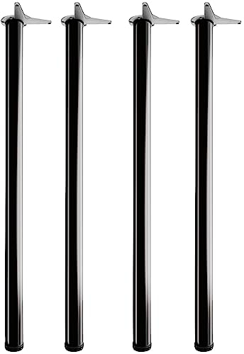 camar Tischfüße verstellbar 1100-1130mm rund, Metall Tischbeine höhenverstellbar, Stahl schwarz lackiert 4 Stück