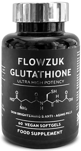 Flowzuk Glutathione Capsules - Ultra High Strength Glutathione Supplement with Added Vitamin C and Collagen - 60 Easy to Swallow Softgels