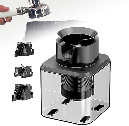 Máquina de limpieza eléctrica de portafiltros Limpiador de portafiltros de café Knock Box de 58 mm, limpiador automático de portafiltros de 300 rpm con 3 cabezales de cepillo, limpieza rápida de 5 s