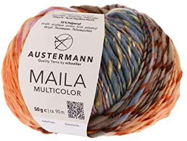 Maila Multicolor - dicke Wolle mit Farbverlauf zum Stricken - ca. 90m Lauflänge je 50g Wollknäuel Farbe 01 - Rosenholz