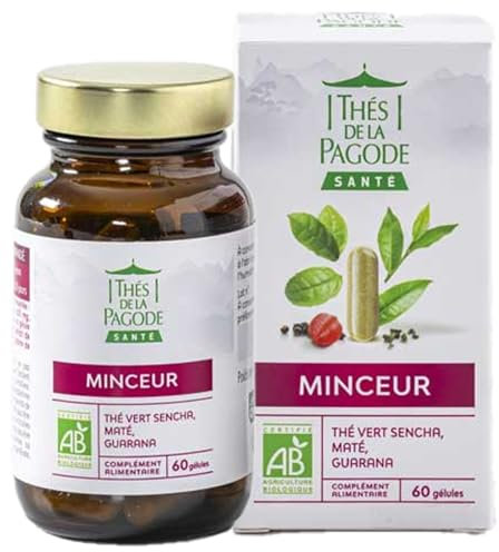 Thés de la Pagode - Complément Alimentaire Minceur - Thé Vert Sencha bio, Guarana, Maté - 60 Gélules Végétales Certifiées Bio, Programme 20 Jours
