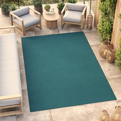 TAPISO Mono Teppich Kurzflor Flaschengrün Einfarbig Outdoor Indoor 200 x 300 cm