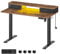 VASAGLE Höhenverstellbarer Schreibtisch elektrisch, 120 x 60 x (72-120) cm, stufenlos verstellbar, mit Monitorständer, Steckdosenleiste, Haken, Memory-Funktion, vintagebraun LSD182X01