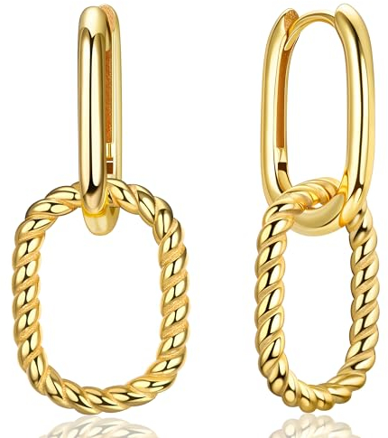 Chriscoco Damen Creolen Silber 925 Hypoallergen Huggie Tropfen Ohrringe Convertible Link Mit Anhänger Schmuck Für Mädchen Hängend Gold Silber Rosegold