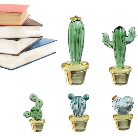 Poupangke Cactus en Verre soufflé à la Main, décoration d'intérieur de Voiture | Cactus créatif Robuste en Verre soufflé à la Main pour décoration de Table de Maison
