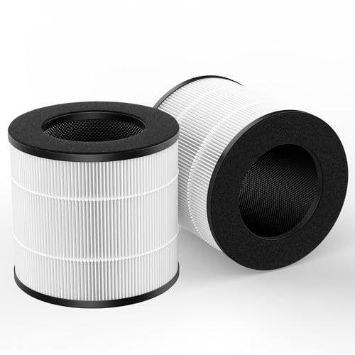2 Pack AC300 True HEPA Replacement Fil-ter, Compatible with Purivortex AC300 Air Puri-fiers, 3 Stages H13 True HEPA Filter, White