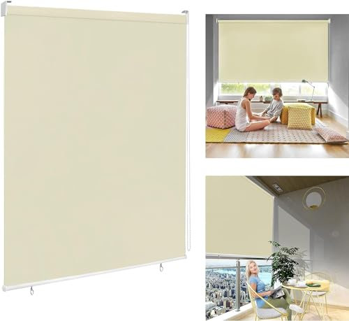 Tenda a rullo per interni beige 60x180 cm tapparella oscurante verticale da interno esterno per finestre porte balcone protezione solare raggi uv tenda avvolgibile con catenella e tendicatena