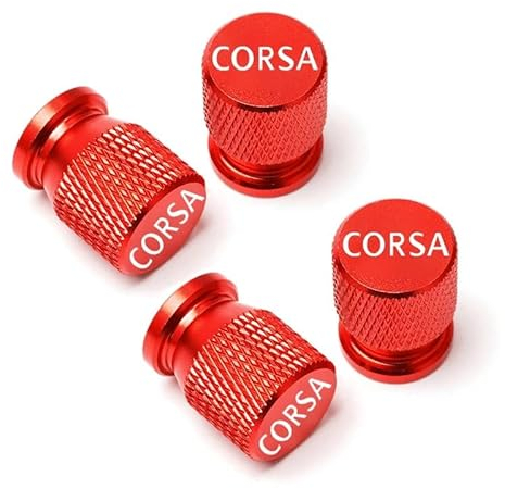 ZUOBYMBC 4 Stück Ventilkappen für Opel Corsa,Reifen Ventilkappen,Autoventil Kappe,Auto Zubehör,Luftventilkappen,Staubschutz Kappen,Ventilkappen mit Dichtung,Red