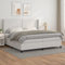 Homgoday Boxspringbett mit Matratze Polsterbett Einzelbett Doppelbett Bettgestell Lattenrost Gästebett Bett mit Kopfteil(Flach mit Nägeln) Weiß 200x200 cm Kunstleder