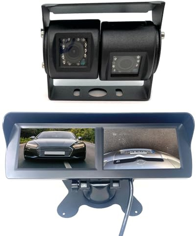 Dolphin Automotive Kommerzielle Van Dual Twin kommerzielle Rückfahrkamera Wohnmobilausstattung Schwarz (mit 4,3 Zoll Dual Dash Monitor)
