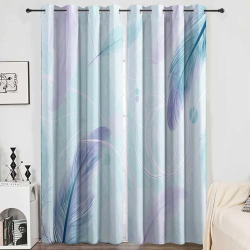 CozyRest Blickdichte Vorhänge, Hellblau Verdunkelungsvorhang - Federn 214 x 91.5 cm - Vorhänge Mit Ösen, Polyester für Schlafzimmer Wohnzimmer, Geräuschreduzierung 2 St