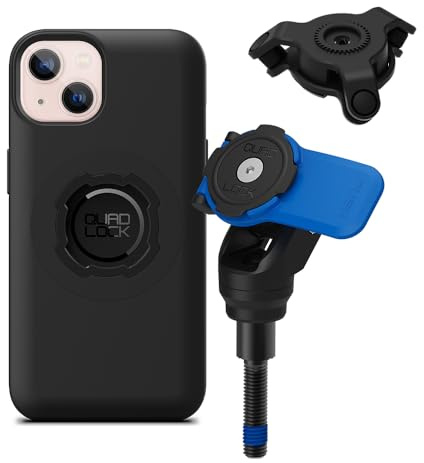 QUAD LOCK Lenkerklemm-Schrauben Handyhalterung für Motorrad mit Vibrationsdämpfer und MAG-Hülle für iPhone 13 Pro