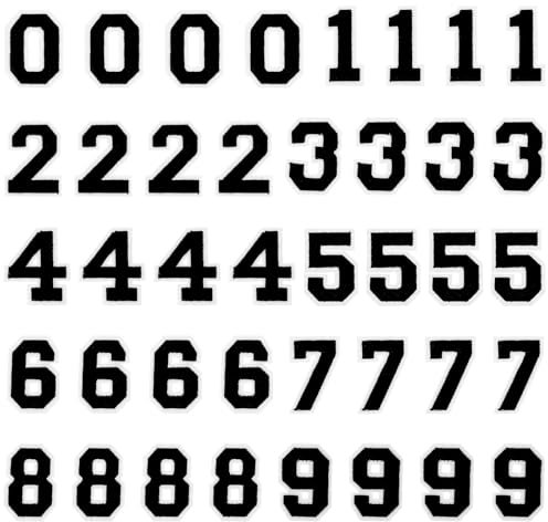 40 Stück Zahlen zum Aufbügeln Schwarz 0–9 Number Aufbügel Aufbügler zum Patches Zahlen für Stoff Bekleidung T Shirt Jeans Hüte DIY Zubehör